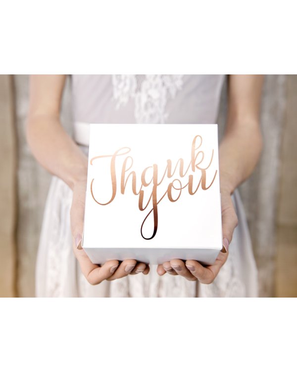 Decorative cake boxes - Thank you, rose gold, 14x8.5x14cm (1 pkt / 10 pc.)