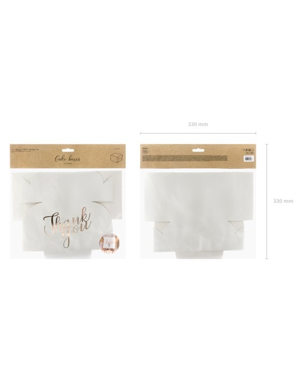 Decorative cake boxes - Thank you, rose gold, 14x8.5x14cm (1 pkt / 10 pc.)