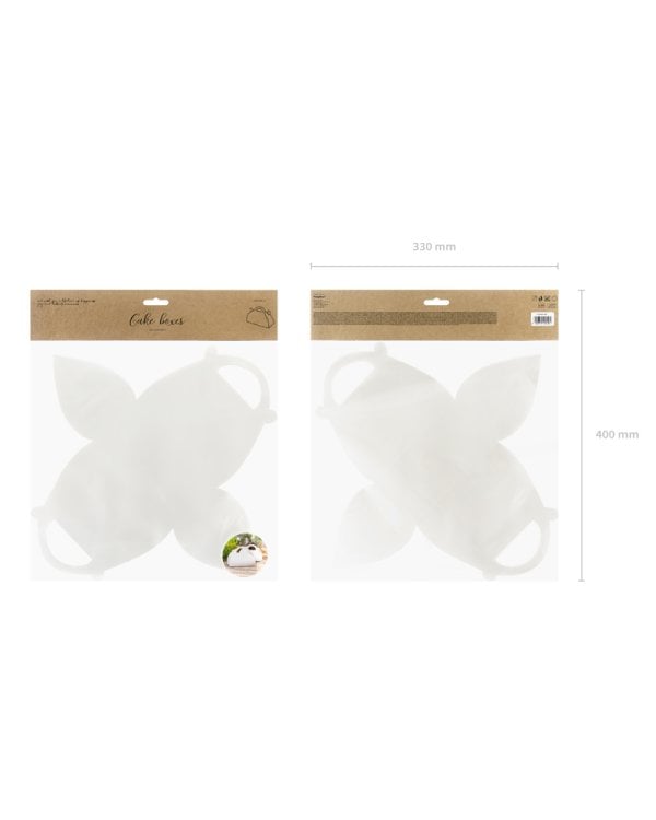 Decorative cake boxes, white, 16x8.5x9.5cm. (1 pkt / 10 pc.)