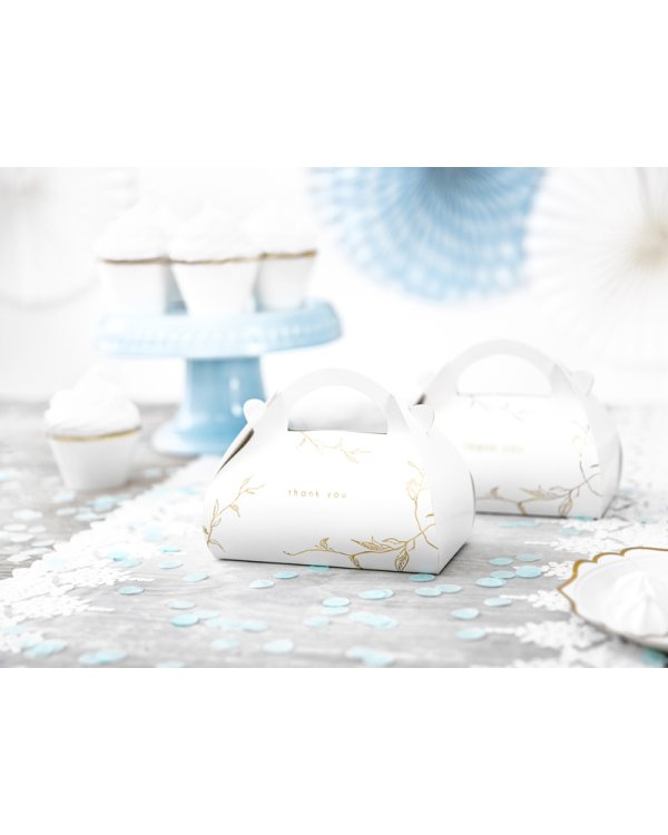 Decorative cake boxes - Branches, gold, 16 x 8.5 x 9.5 cm (1 pkt / 10 pc.)