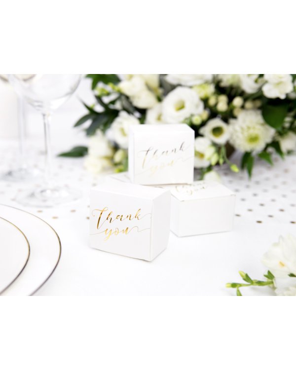 Boxes Thank you, white, 6x3.5x5.5cm (1 pkt / 10 pc.)