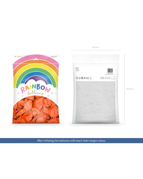 Rainbow Balloons 23cm metallic, orange (1 pkt / 100 pc.)