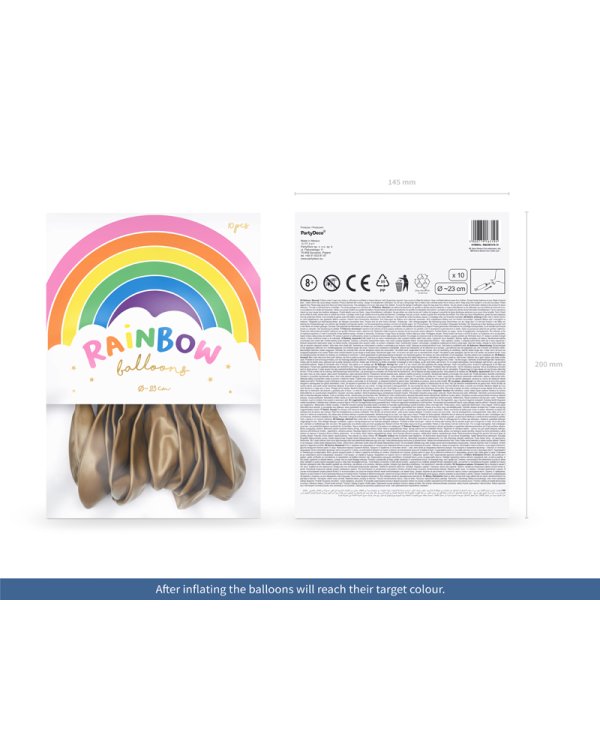 Rainbow Balloons 23cm metallic, gold (1 pkt / 10 pc.)