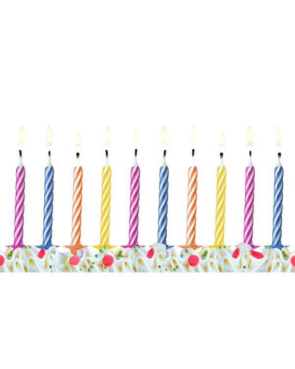 Birthday candles, mix, 6cm (1 pkt / 10 pc.)