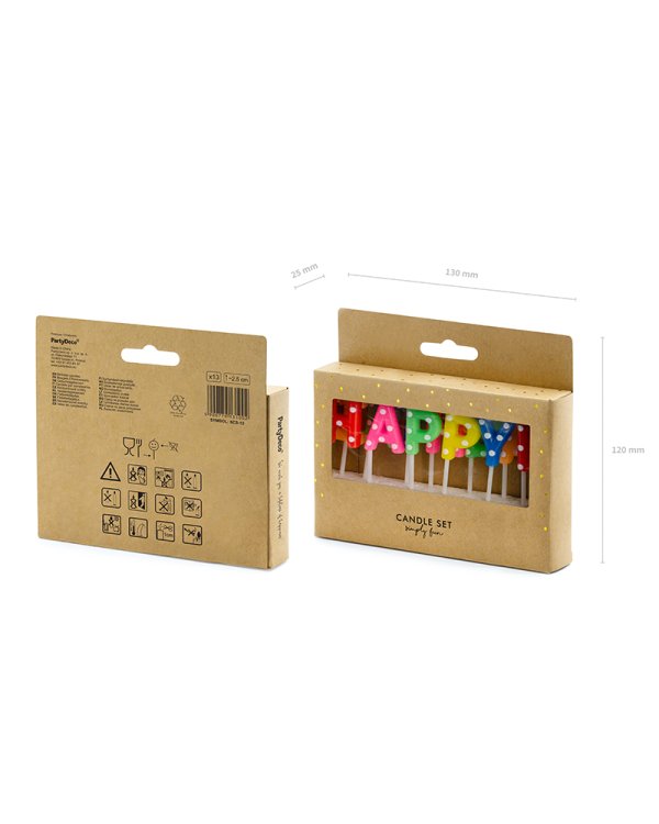 Birthday candles Happy Birthday, mix, 2.5cm (1 pkt / 13 pc.)