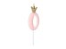 Birthday candle Number 0, light pink, 9.5cm