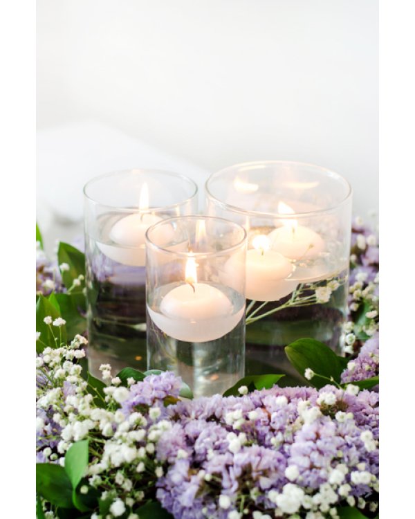 Floating candle disc, matt, white, 4cm (1 pkt / 50 pc.)