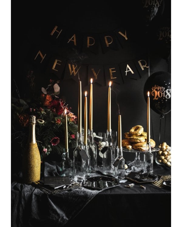 Taper candles, metallic, gold, 29cm (1 pkt / 10 pc.)