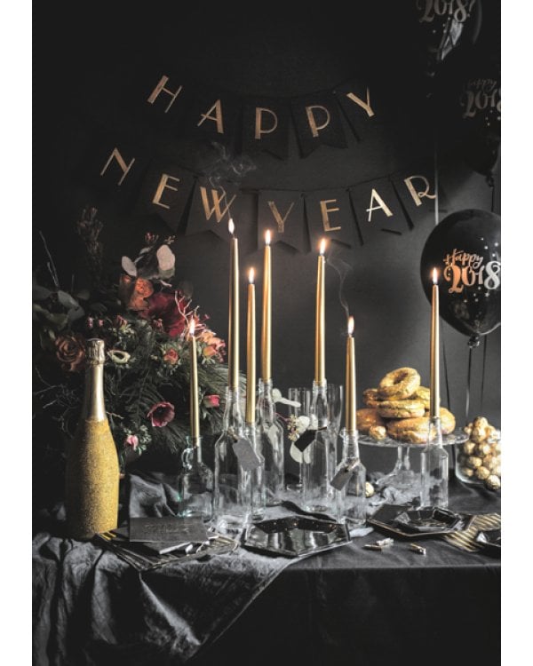 Taper candles, metallic, gold, 29cm (1 pkt / 10 pc.)