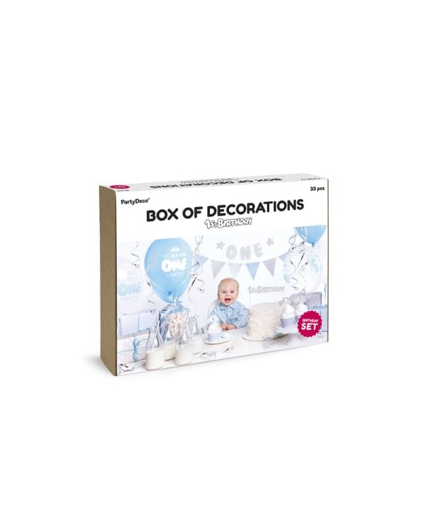 Party decorations set - 1st Birthday, silver