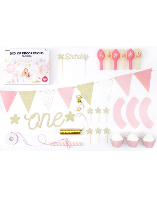 Party decorations set - 1st Birthday, gold