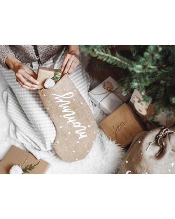 Decorative stocking Mommy, white, 23x39.5cm