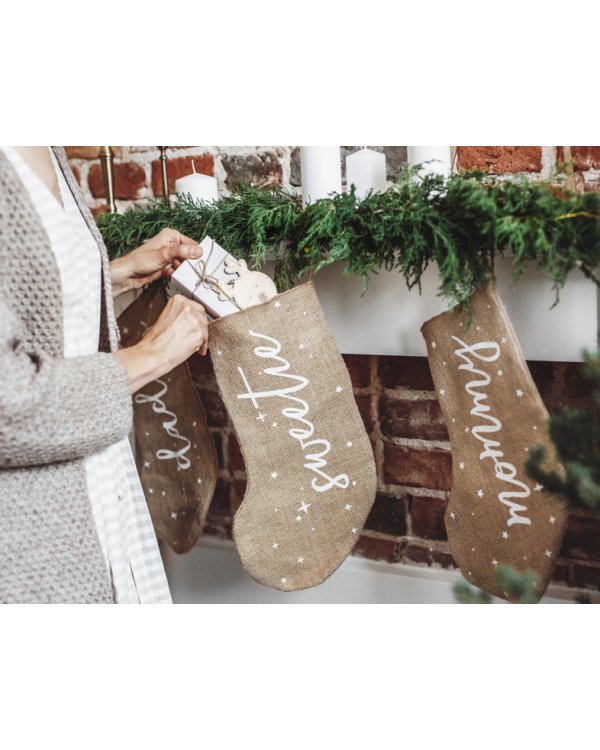 Decorative stocking Mommy, white, 23x39.5cm