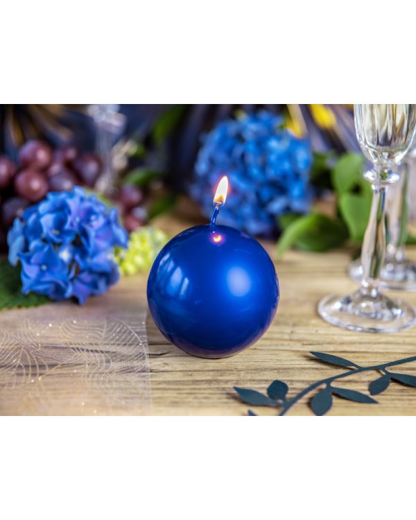 Candle Sphere, metallic, navy blue, 6cm (1 pkt / 10 pc.)