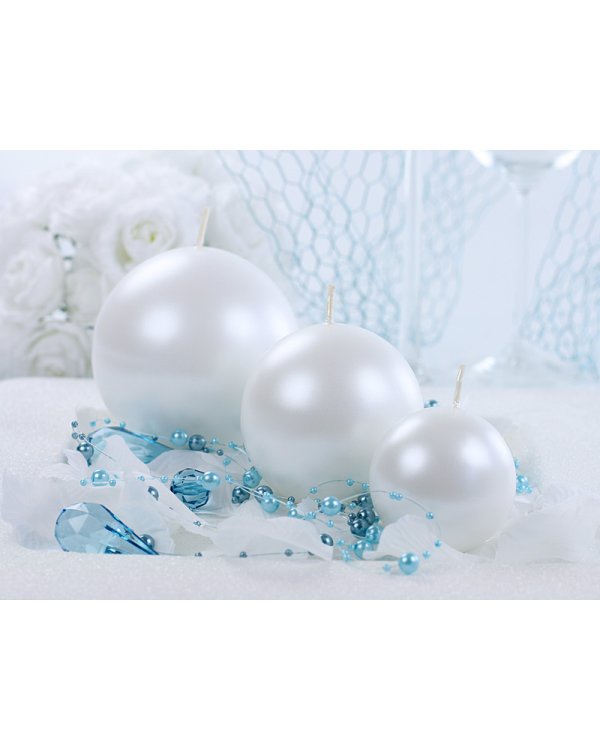 Candle Sphere, metallic, pearl, 8cm (1 pkt / 6 pc.)