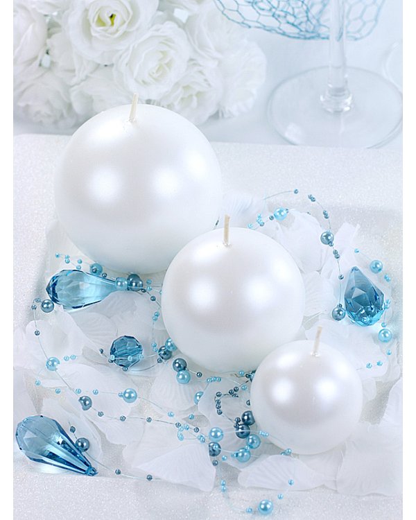 Candle Sphere, metallic, pearl, 8cm (1 pkt / 6 pc.)