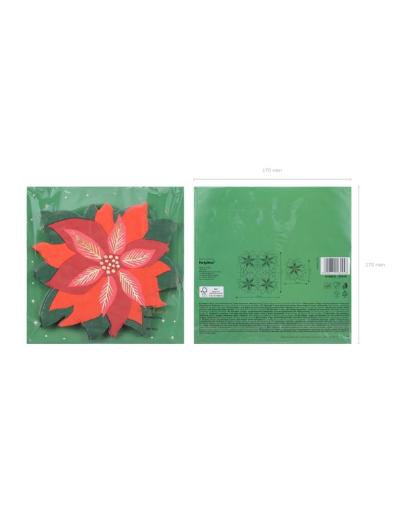 Napkins Red star of Bethlehem, mix, 14.5x15.5cm (1 pkt / 20 pc.)