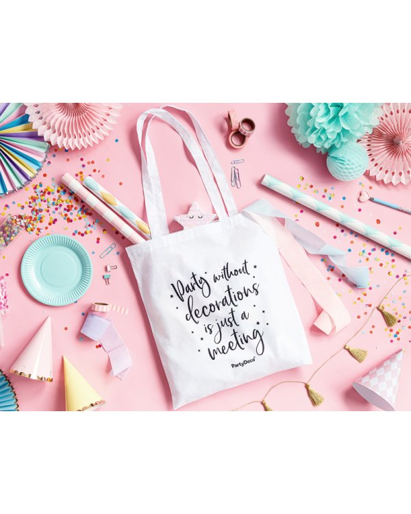 Tote bag - Party without decorations…, white, 39x42cm