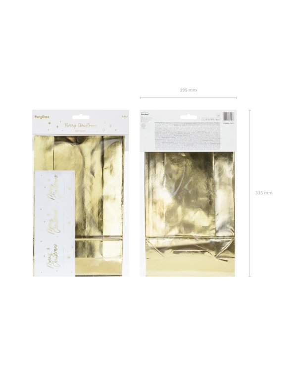 Gift bags, gold, 18.5x28.5x8cm (1 pkt / 3 pc.)