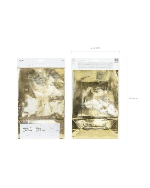 Gift bags, gold, 25x38x11cm (1 pkt / 3 pc.)