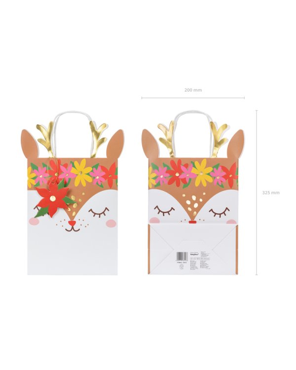 Gift bag Deer, mix, 20.5x30x10.5cm