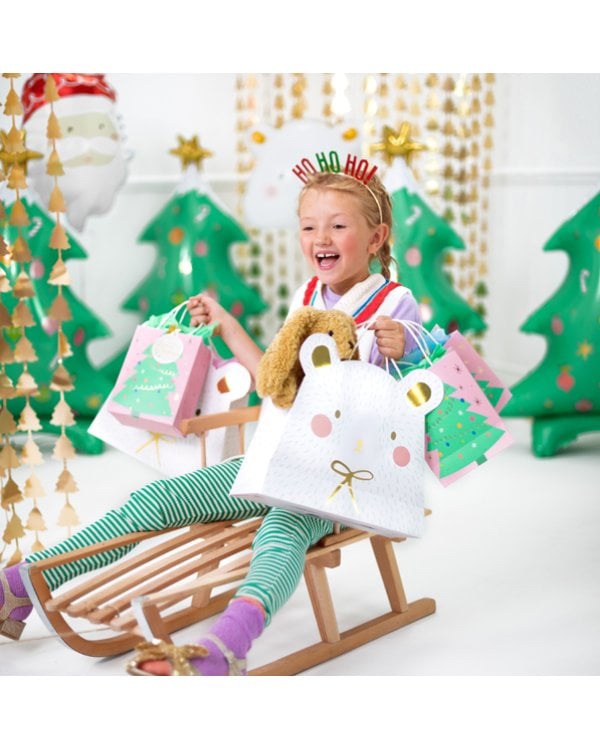 Gift bag Christmas tree , mix, 14x20.5x8cm