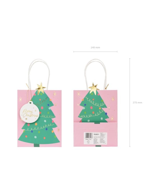 Gift bag Christmas tree , mix, 14x20.5x8cm
