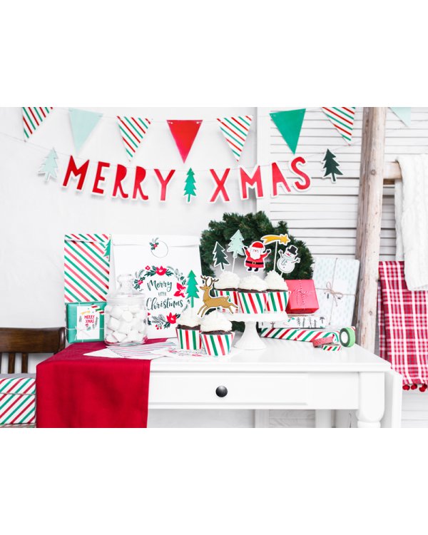 Gift bags Merry Little Christmas, kraft, 25x11x27cm (1 pkt / 3 pc.)