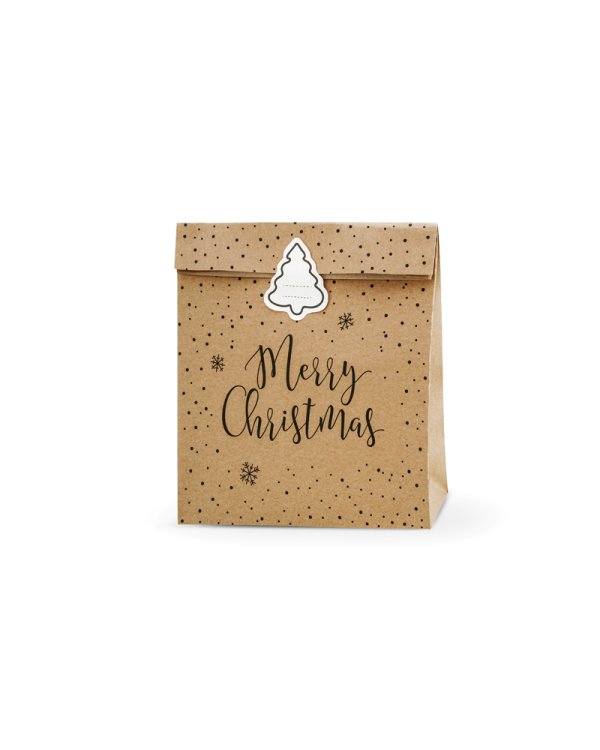 Gift bags Merry Christmas, kraft, 25x11x27cm (1 pkt / 3 pc.)
