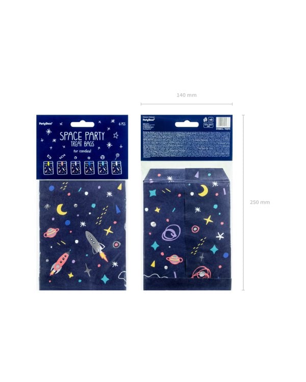 Treat bags Space, 13x14cm (1 pkt / 6 pc.)
