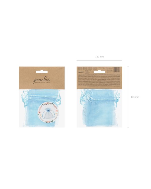 Organza pouches, sky-blue, 10cm (1 pkt / 10 pc.)