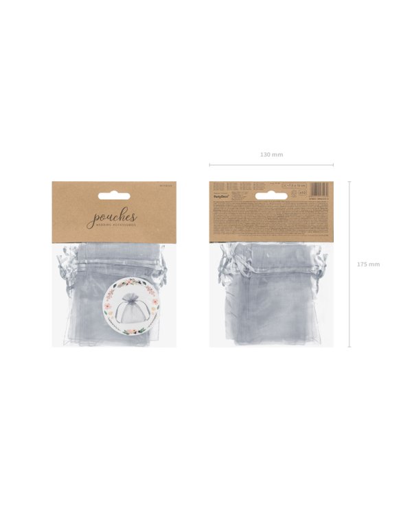 Organza pouches, silver, 10cm (1 pkt / 10 pc.)
