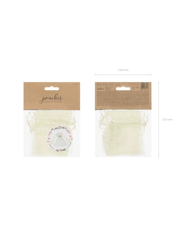 Organza pouches, cream, 10cm (1 pkt / 10 pc.)