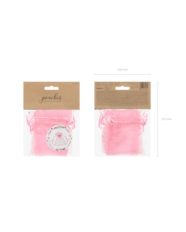 Organza pouches, pink, 10cm (1 pkt / 10 pc.)