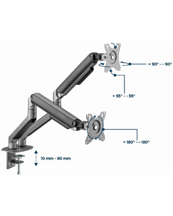 Gembird MA-DA2-05 Настольное Крепление для двух Мониторов