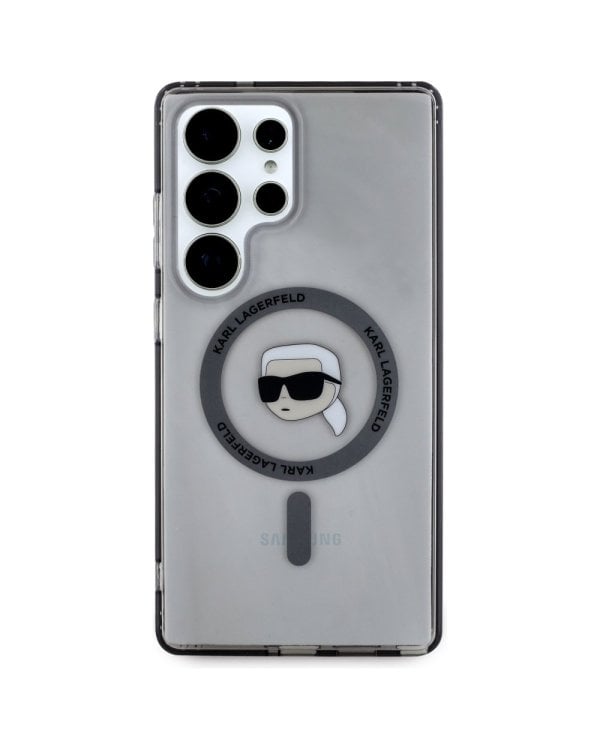 Karl Lagerfeld Button Karl Head Printed Logo MagSafe Чехол для Samsung Galaxy S25 Ultra