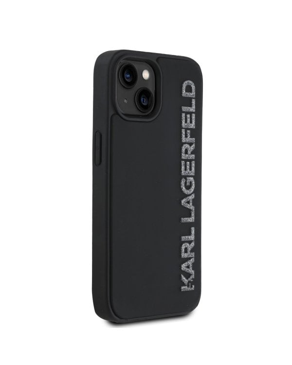 Karl Lagerfeld 3D Rubber Glitter Logo Case Защитный чехол для iPhone 15 / чёрный