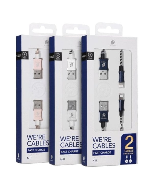Dux Ducis KII Premium Micro USB Комплект Кабелей для Зарядки и Переноса Данных Из Прочного Материала 100 cm + 20 cm Розовый