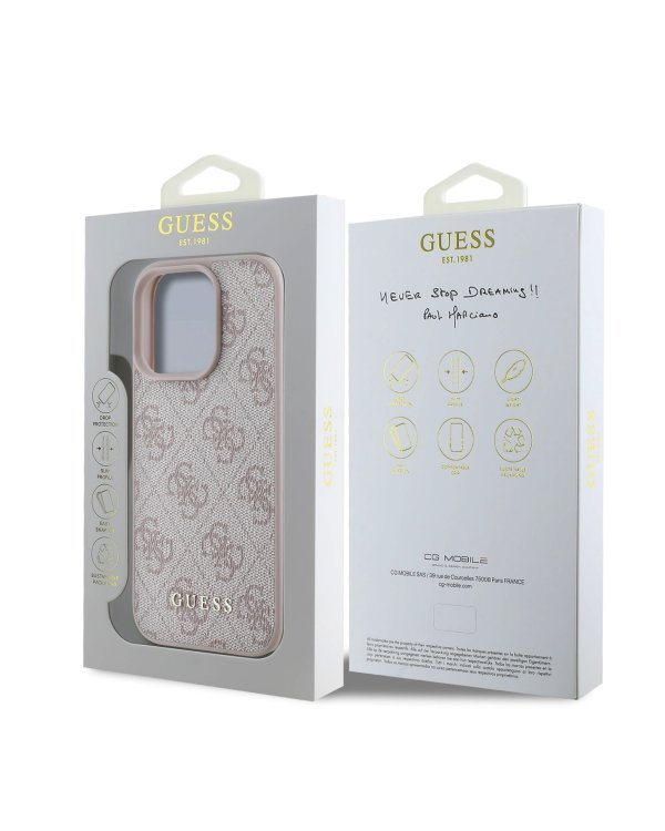 Guess 4G Charm Case Защитный чехол для iPhone 16 Pro Max Tone on Tone / розовый