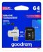 Goodram MicroSD class 10 UHS I 64GB Карта памяти + Картридер
