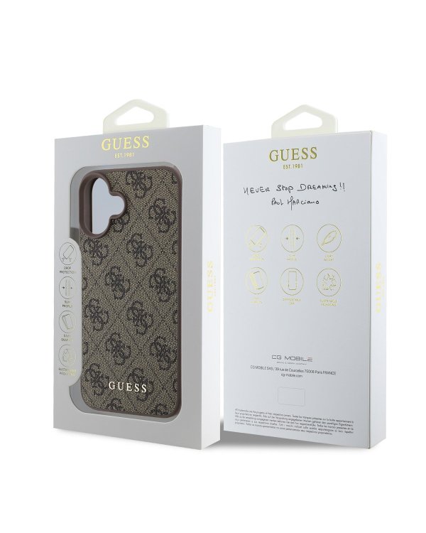 Guess 4G Charm Case Защитный чехол для iPhone 16 Tone on Tone / коричневый