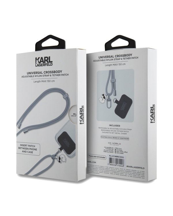 Karl Lagerfeld Choupette Pins Универсальный ремешок через плечо / серые