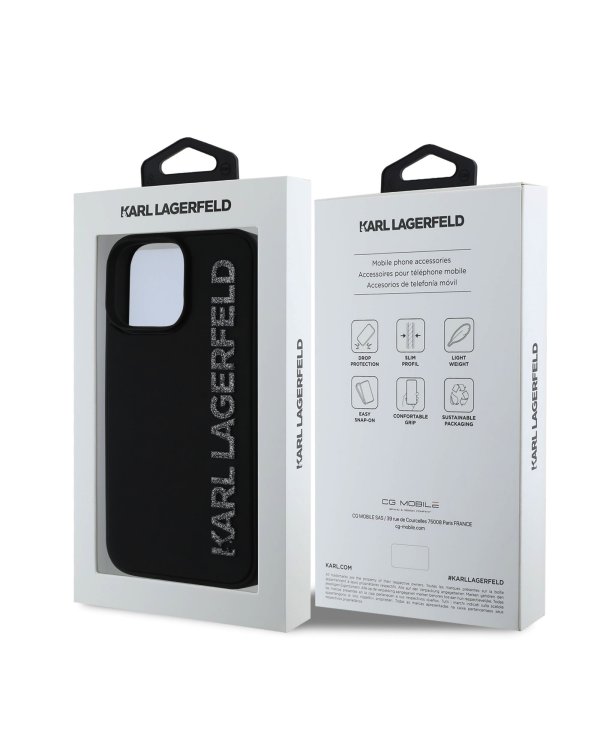 Karl Lagerfeld 3D Rubber Glitter Logo Case Чехол для Apple iPhone 16 Pro