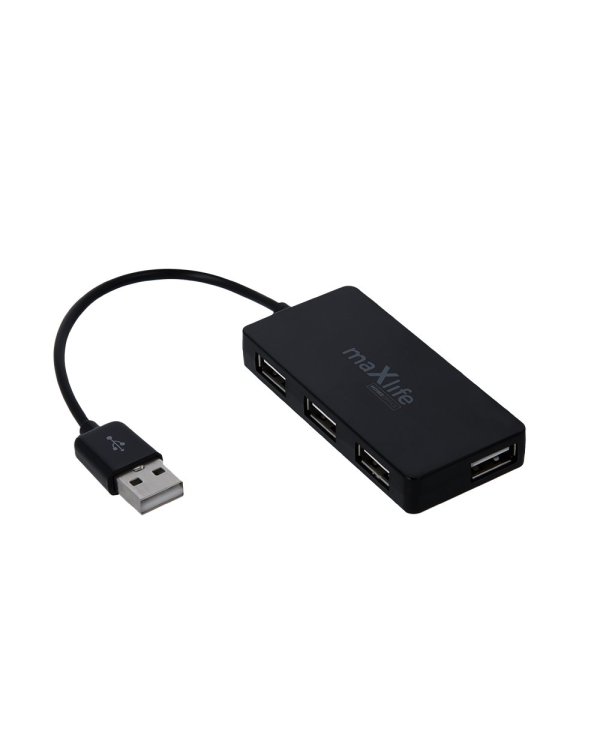 Maxlife Home Office USB 2.0 USB - 4x USB 0,15 m black + кабель 1,5 m Hub