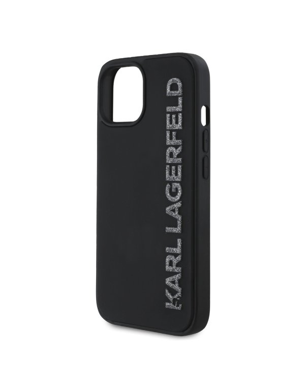 Karl Lagerfeld 3D Rubber Glitter Logo Case Защитный чехол для iPhone 13 / чёрный