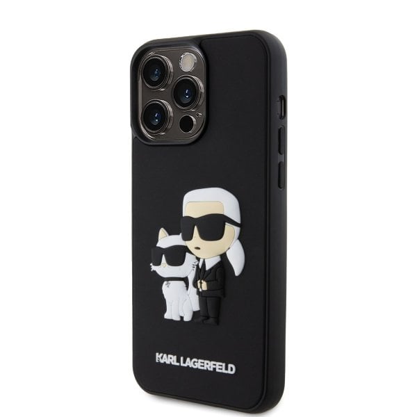 Karl Lagerfeld 3D Rubber Karl and Choupette Case Защитный чехол для iPhone 14 Pro Max / чёрный