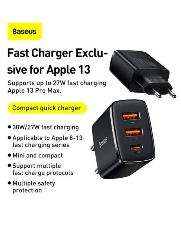 Baseus CCXJ-E01 Travel Charger Компактное быстрое зарядное устройство 30W