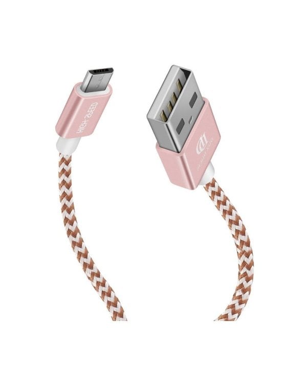 Dux Ducis KII Premium Micro USB Комплект Кабелей для Зарядки и Переноса Данных Из Прочного Материала 100 cm + 20 cm Розовый