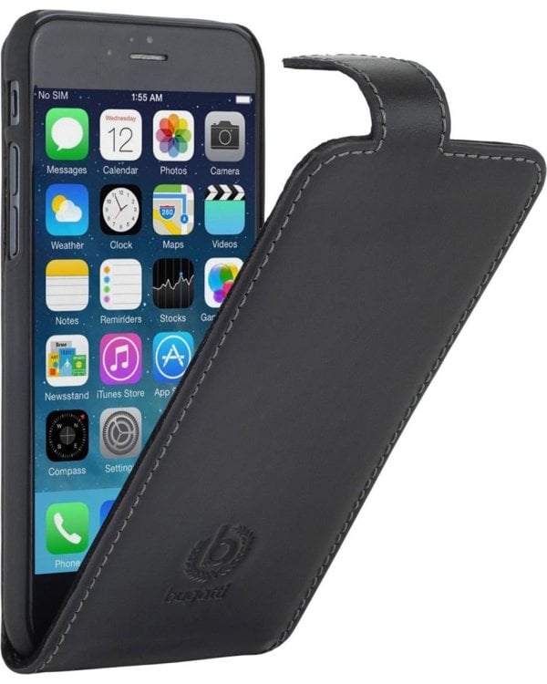 Bugatti Flip Case Вертикальный Кожаный Чехол для телефона Apple iPhone 6 / 6S Черный