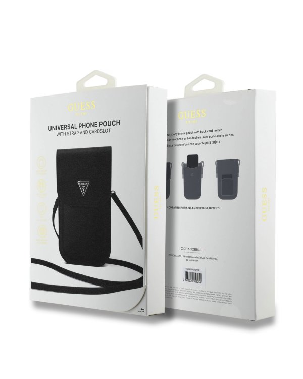 Guess PU Grained Triangle Logo Phone Bag Сумка для телефона / чёрный